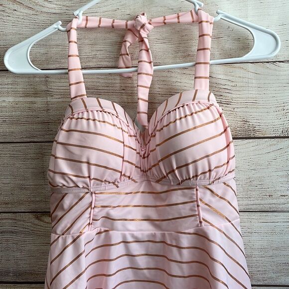 BETSEY JOHNSON TANKINI TOP IN PINK STRIPES - Picture 2 of 7